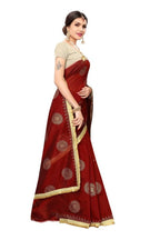 Vamika Chanderi Cotton Foil Print Maroon Saree (GOLDEN BIRD MAROON) | Grab2Buy