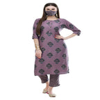 Lagi Women's Mauve Printed Straight Kurta & Pant (MC39B) | Grab2Buy