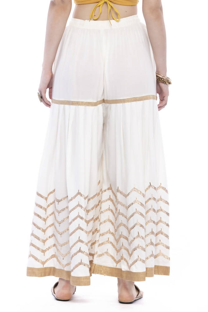 Mominos Fashion Latest Cotton Off White Gota Print Sharara For Girls | Grab2Buy