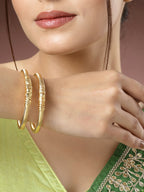NVR Women's Set of 2 Gold-Polished Handcrafted Traditional Bangles