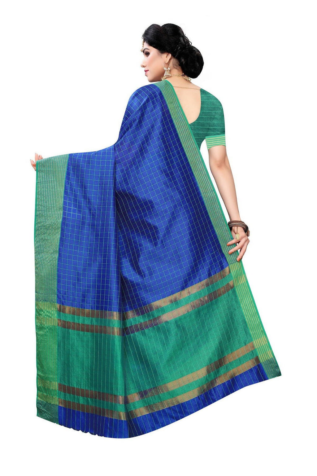 Vamika Blue Cotton Silk Weaving Saree (Manipuri Blue) | Grab2Buy