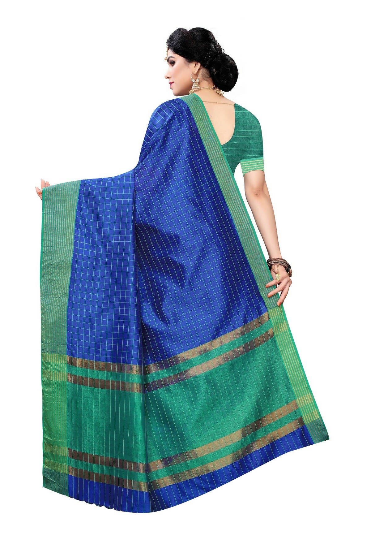 Vamika Blue Cotton Silk Weaving Saree (Manipuri Blue) | Grab2Buy