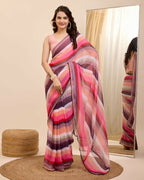 Pink Georgette Designer Printed Ready To Wear Saree - Ibiza | Grab2Buy