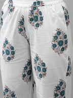 Yufta Green Hand Block Printed Kurta with Trouser and Dupatta | Grab2Buy