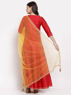 Myshka Women's Red Silk Solid 3/4 Sleeve Round Neck Casual Anarkali Kurta Dupatta Set | Grab2Buy