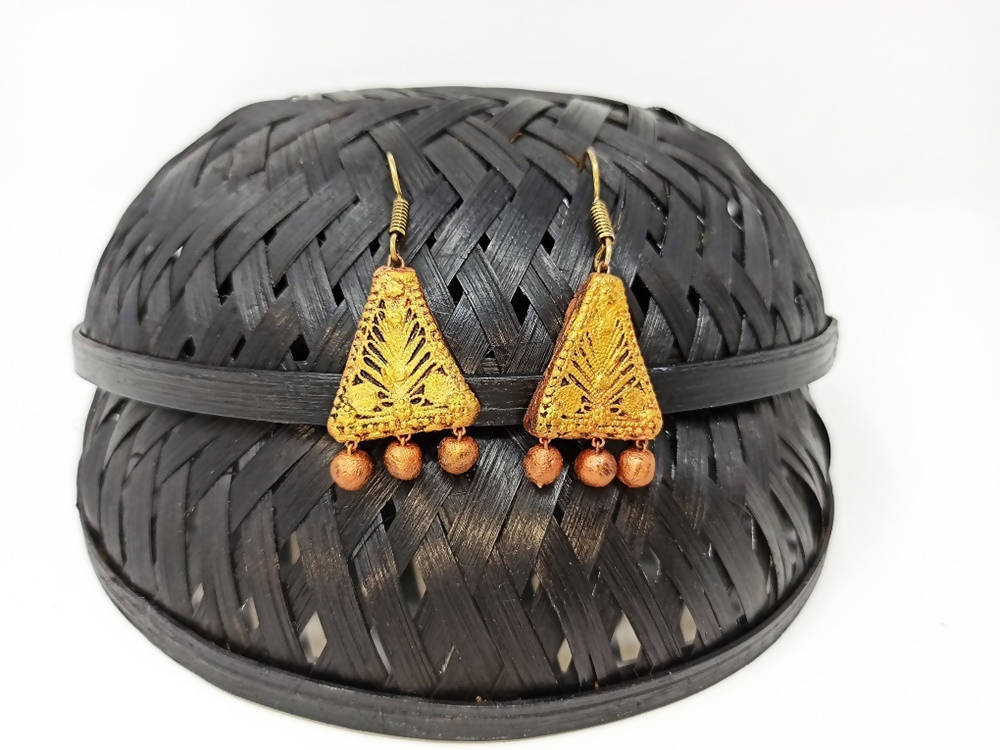 Terracotta Boho Ear Hangings-Copper Gold | Grab2Buy