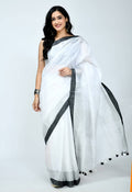 Mominos Fashion Moeza Beautiful Bhagalpuri Handloom Silk White Saree | Grab2Buy