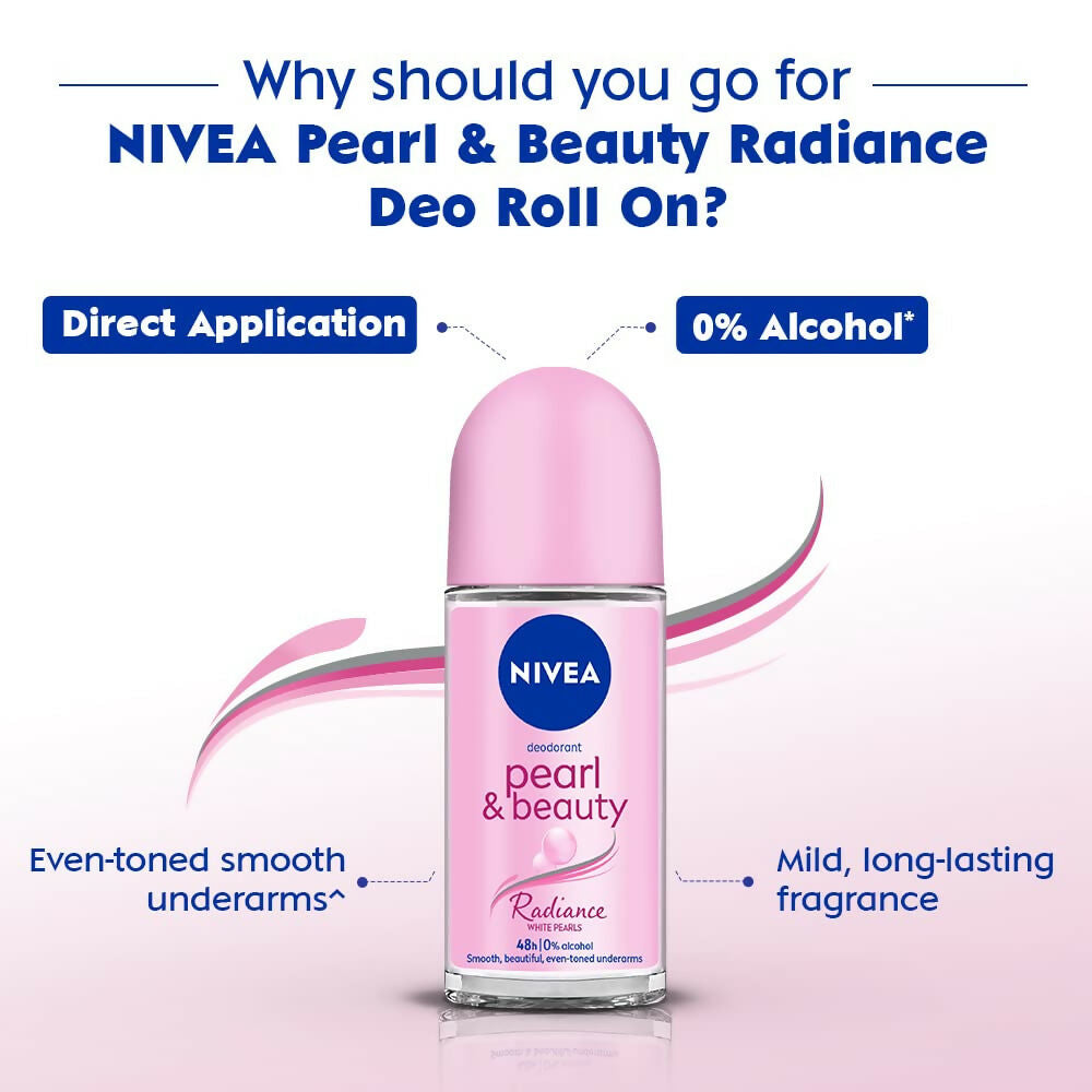 Nivea Deodorant Roll On Pearl & Beauty Radiance For Eventoned Smooth & Beautiful Underarms | Grab2Buy