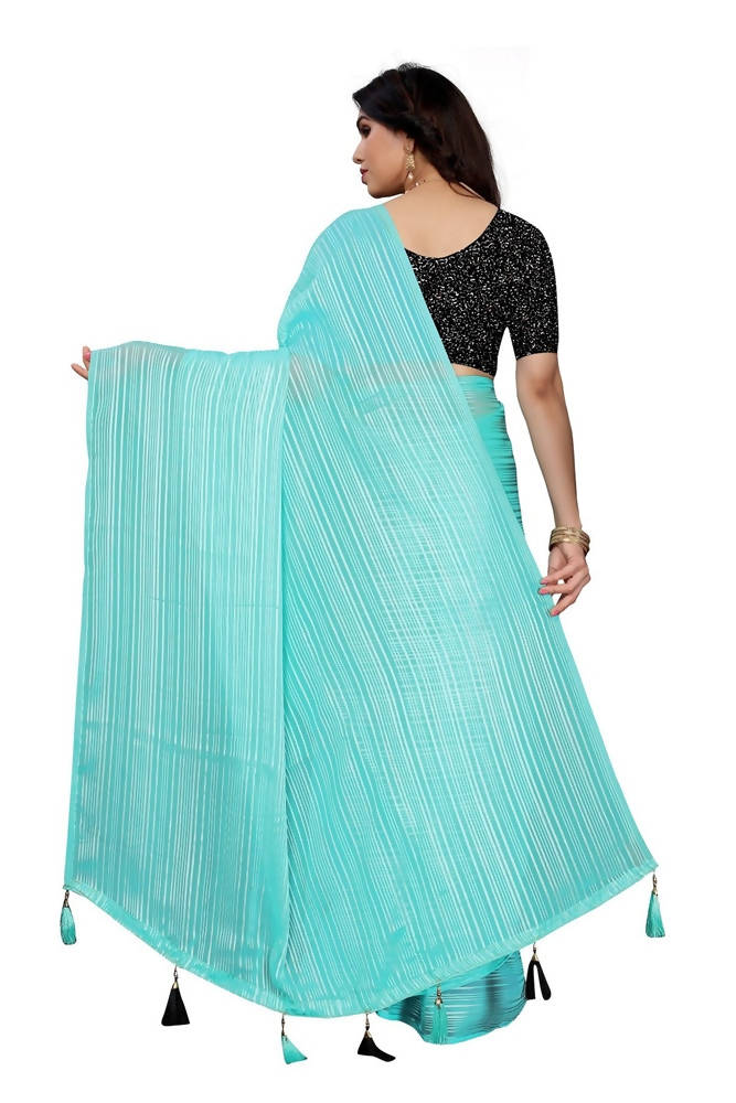 Vamika Sky Blue Georgette Seqence Saree (Riva Sky Blue) | Grab2Buy