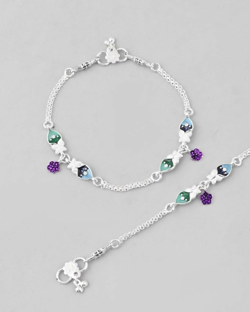 VOJ Set of 2 Mutli Color Meenakari Anklet | Grab2Buy