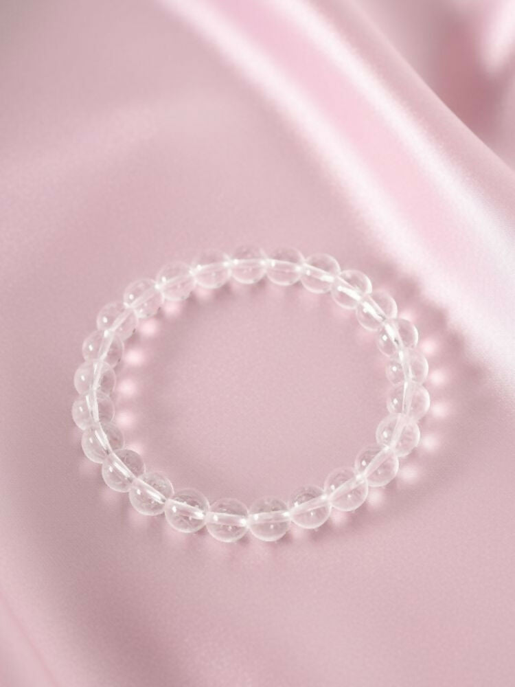 NVR White Crystal Beaded Bracelet for Men & Women | Grab2Buy