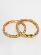NVR Women's Set of 2 Gold-Polished Handcrafted Traditional Bangles | Grab2Buy