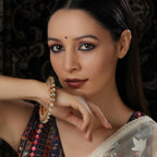 Kundan and Pearl Studded Bangle (Gold) - Ruby Raang