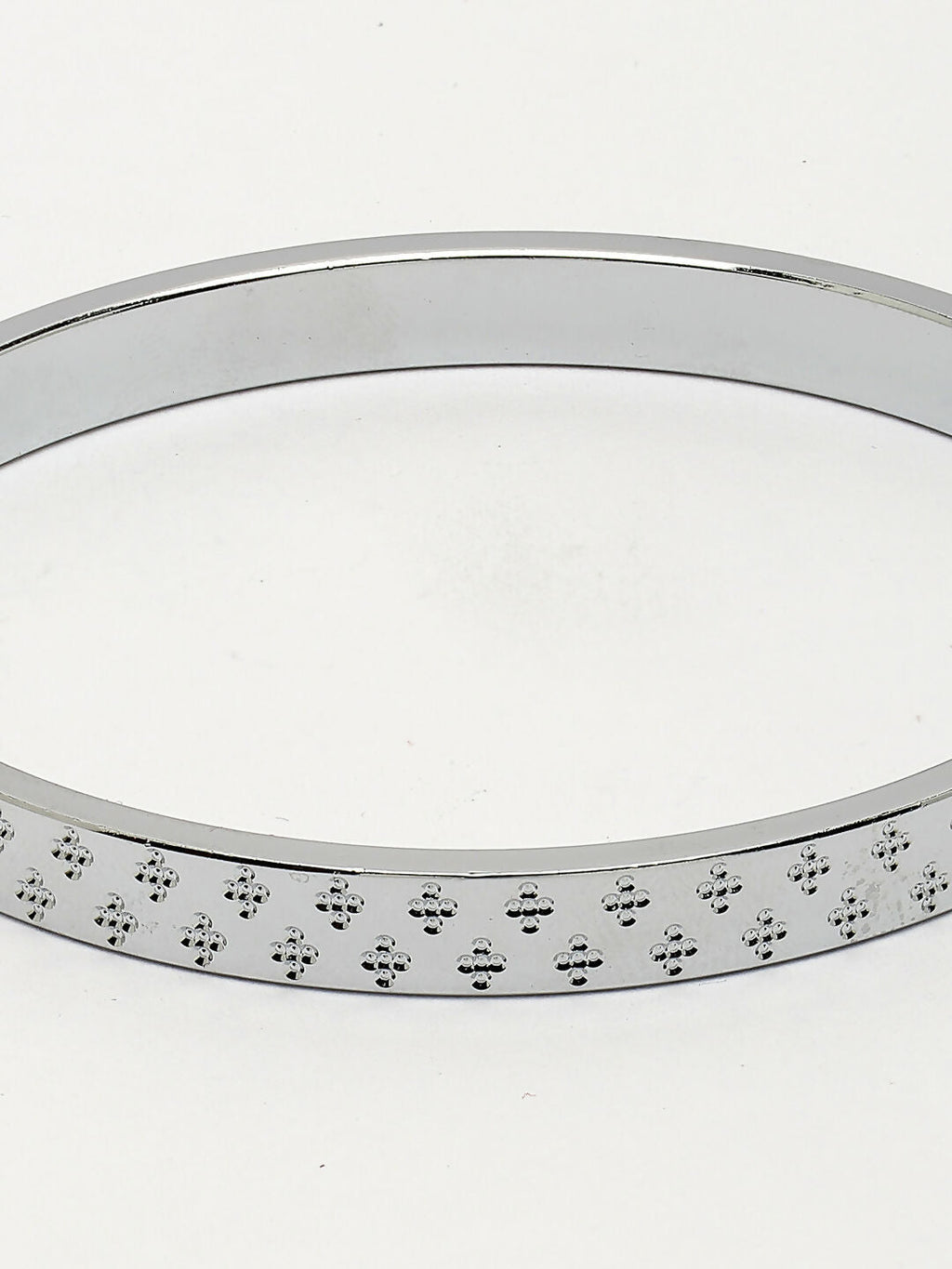 NVR Men's Silver-Plated Stainless Steel Kada Bracelet