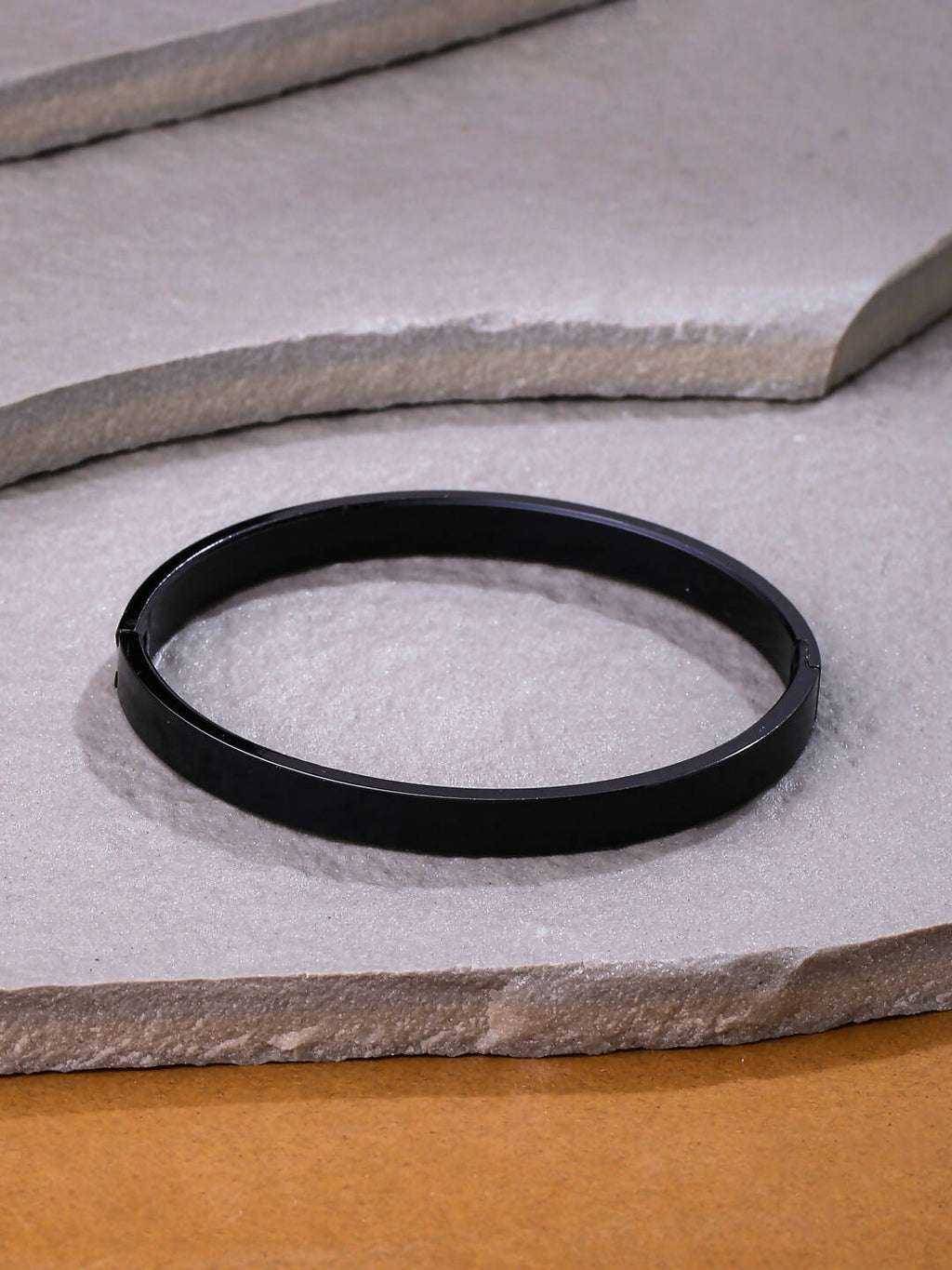 NVR Men's Black Metal Interlock Kada Bracelet | Grab2Buy