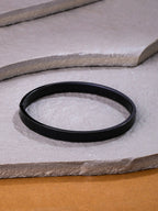 NVR Men's Black Metal Interlock Kada Bracelet | Grab2Buy