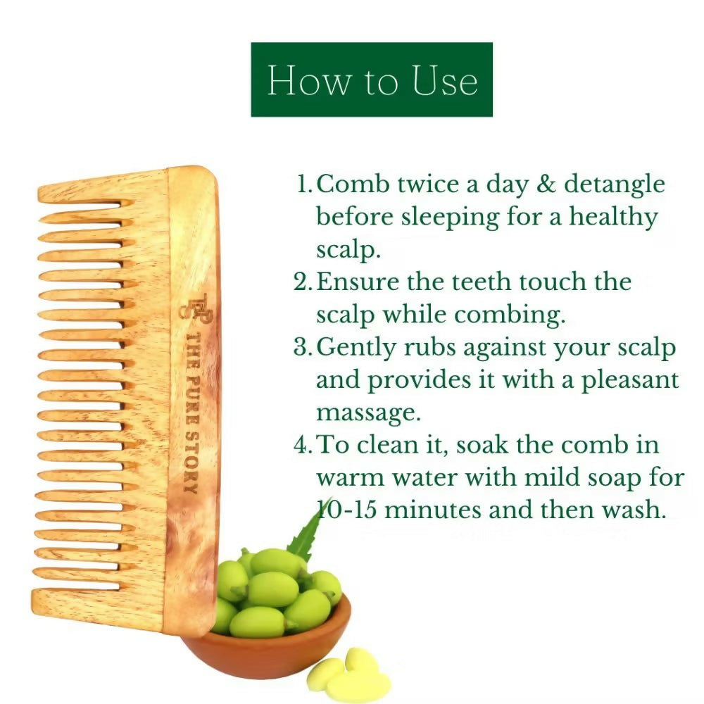 The Pure Story Oil Infused Neem Wood Wide Tooth Comb
