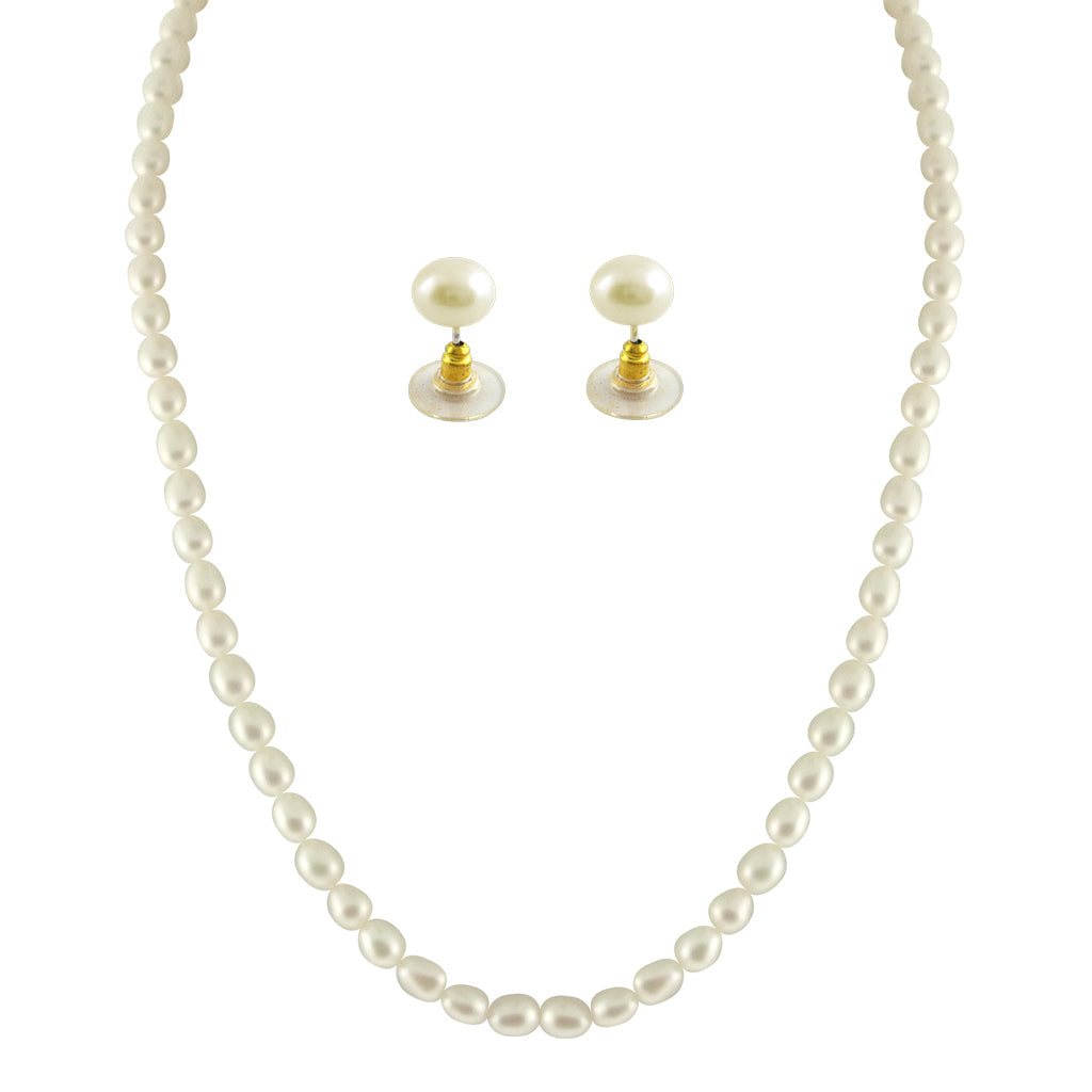 J Pearls 1 Line Oval Pearl Necklace - Real Pearl Jewelry | Grab2Buy