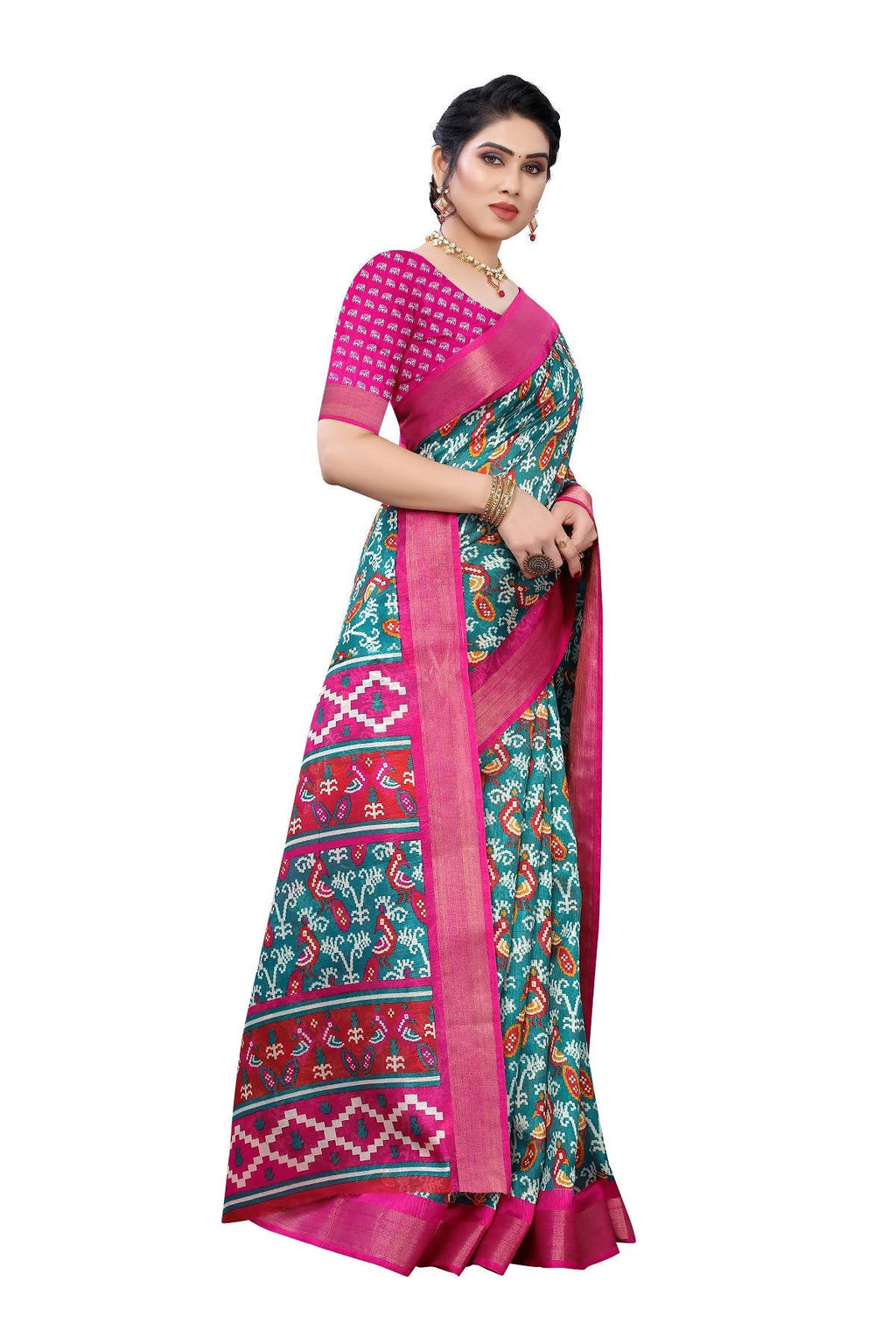 Vamika Rama Green Linen Jari Border Saree (JANKI RAMA) | Grab2Buy