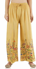 Mominos Fashion Golden Floral Design Palazzo | Grab2Buy