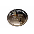 Soham Stainless Steel Round Lunch Plate/Dinner Plate, Tiffin Plate,Snacks Plate,Food Plate With Flower Design-3PC | Grab2Buy
