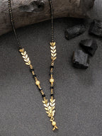 NVR Women's Short Mangalsutra Designs Gold-Polished & Black Beaded Mangalsutra | Grab2Buy