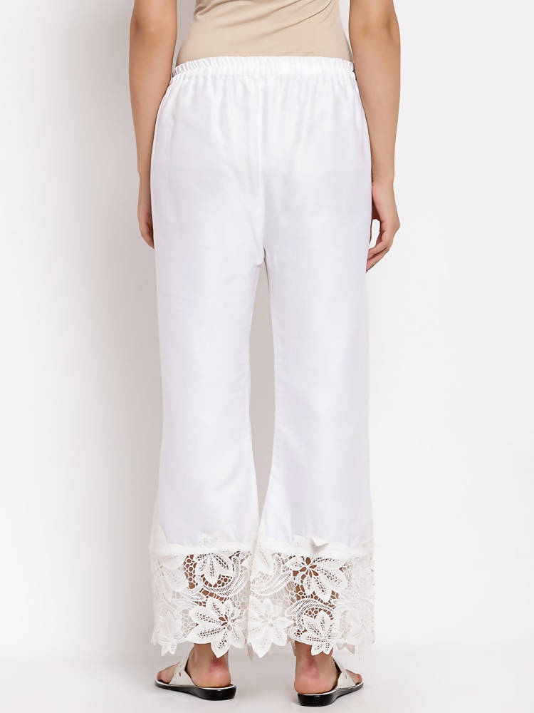 Myshka Women's White Cotton Solid Casual Trouser | Grab2Buy