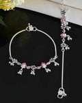 VOJ Set of 2 Silver Plated Designer Multi Color Anklet | Grab2Buy