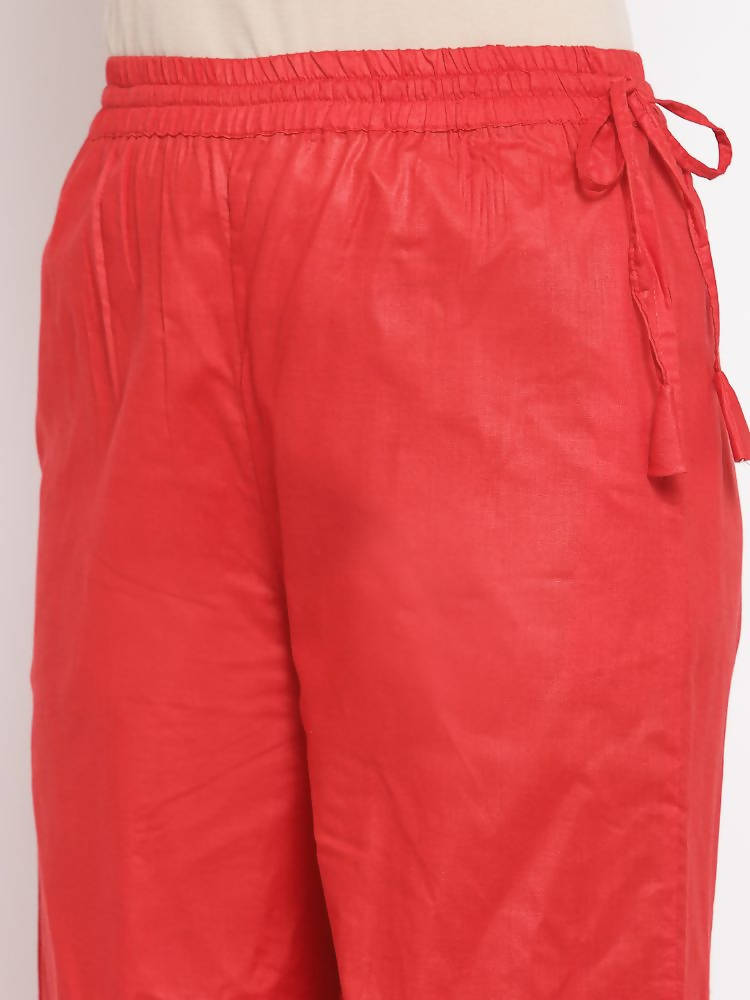 Myshka Women's Red Cotton Solid Casual Palazzo | Grab2Buy