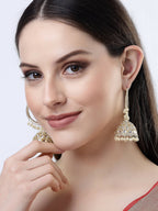 NVR Women Gold-Polished Handcrafted Kundan Jhumka Earrings | Grab2Buy