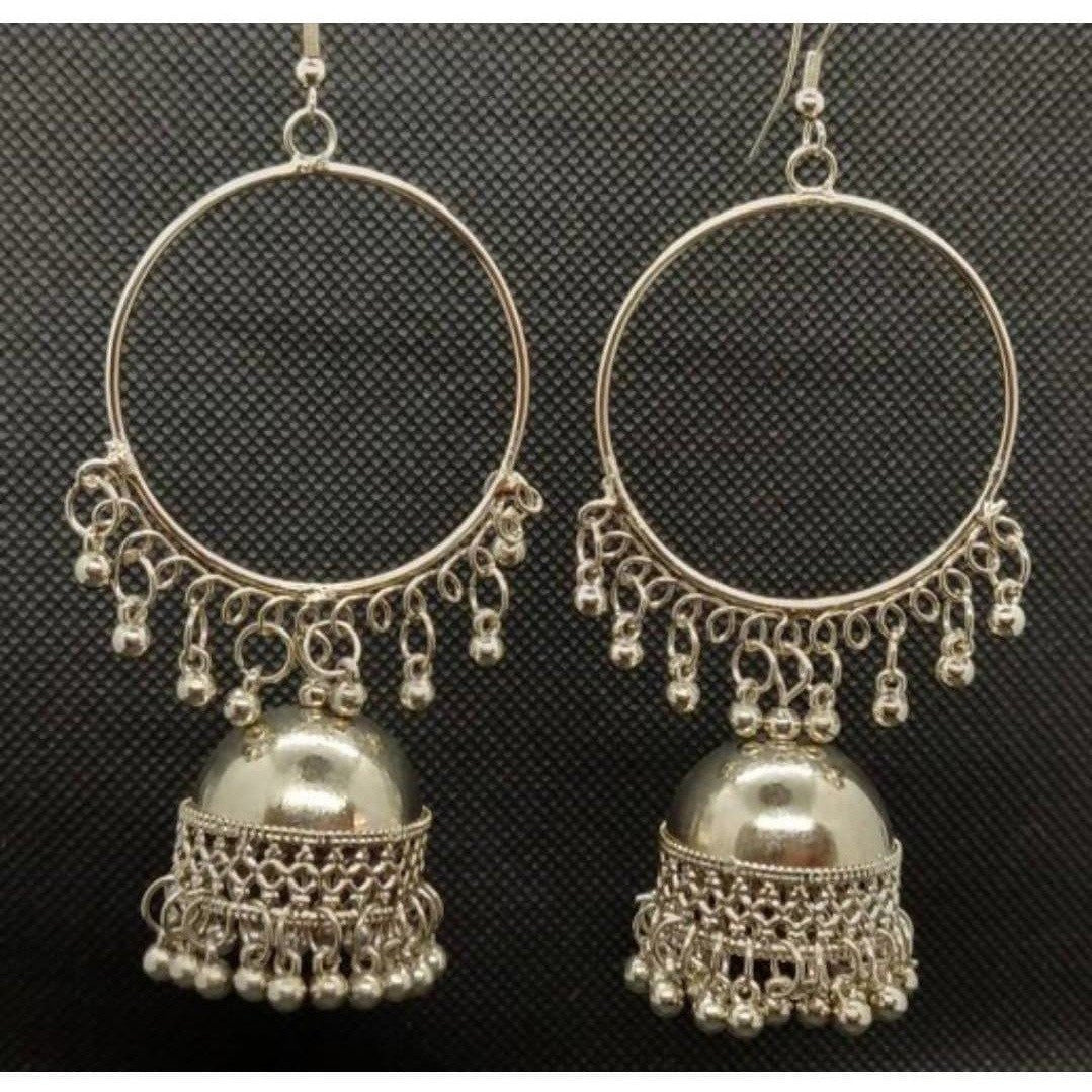 MS Fashion India Party Wear Silver Ring Tassel Jhumka Earrings | Grab2Buy