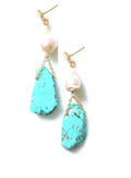 Bling Accessories Turquoise Stone With Baroque Pearl Earrings | Grab2Buy
