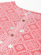 Yufta Women Pink Printed Regular Pure Cotton Kurta with Palazzo and Dupatta | Grab2Buy