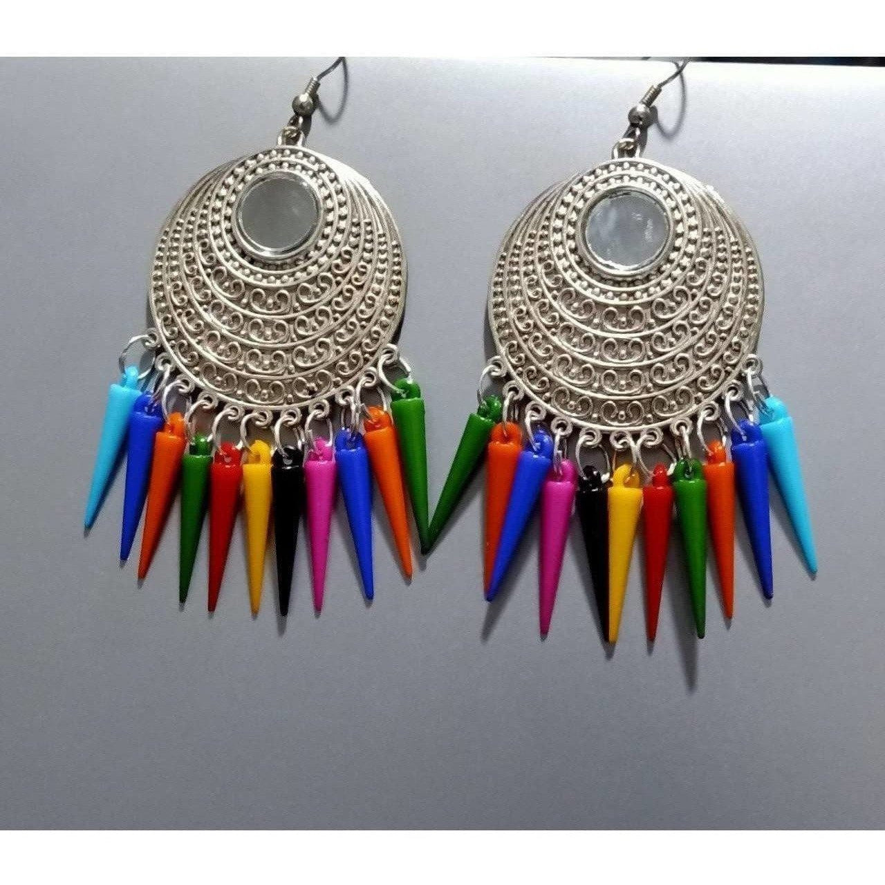 MS Fashion India Silver Oxidized Latest Fashion Long Alloy Drops Chandbali Earrings | Grab2Buy