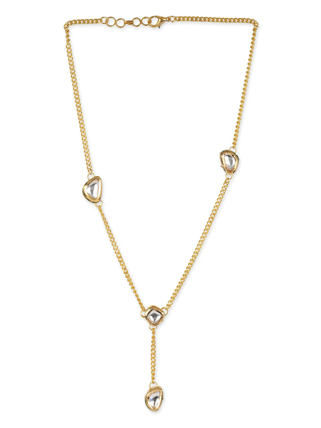 Gold-Toned White Brass Gold-Polished Necklace - Ruby Raang | Grab2Buy