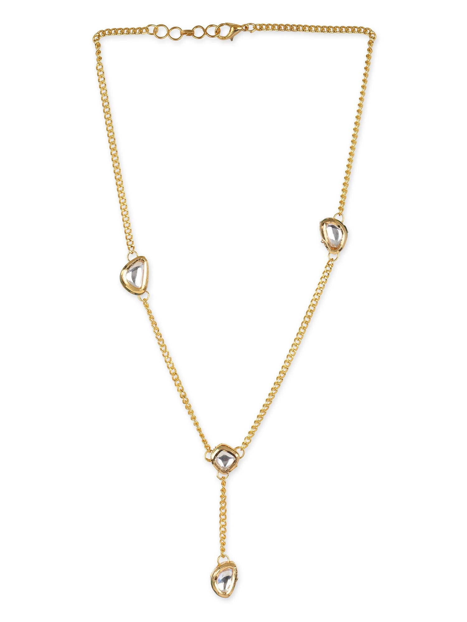 Gold-Toned White Brass Gold-Polished Necklace - Ruby Raang | Grab2Buy