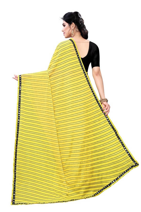 Vamika Yellow Malai Silk Printed Saree (Zigzag Yellow) | Grab2Buy