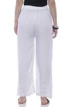 Mominos Fashion Rayon Cotton White Embroidery Chikan Palazzo | Grab2Buy