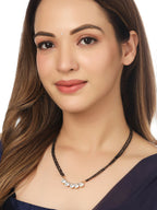 NVR Women's Set of 5 Gold-Polished CZ Stone-Studded & Beaded Mangalsutra