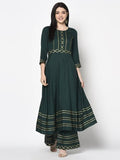 Aniyah Rayon Bottle Green Color Anarkali Palazzo Set (AN-204K) | Grab2Buy