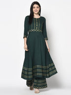 Aniyah Rayon Bottle Green Color Anarkali Palazzo Set (AN-204K) | Grab2Buy