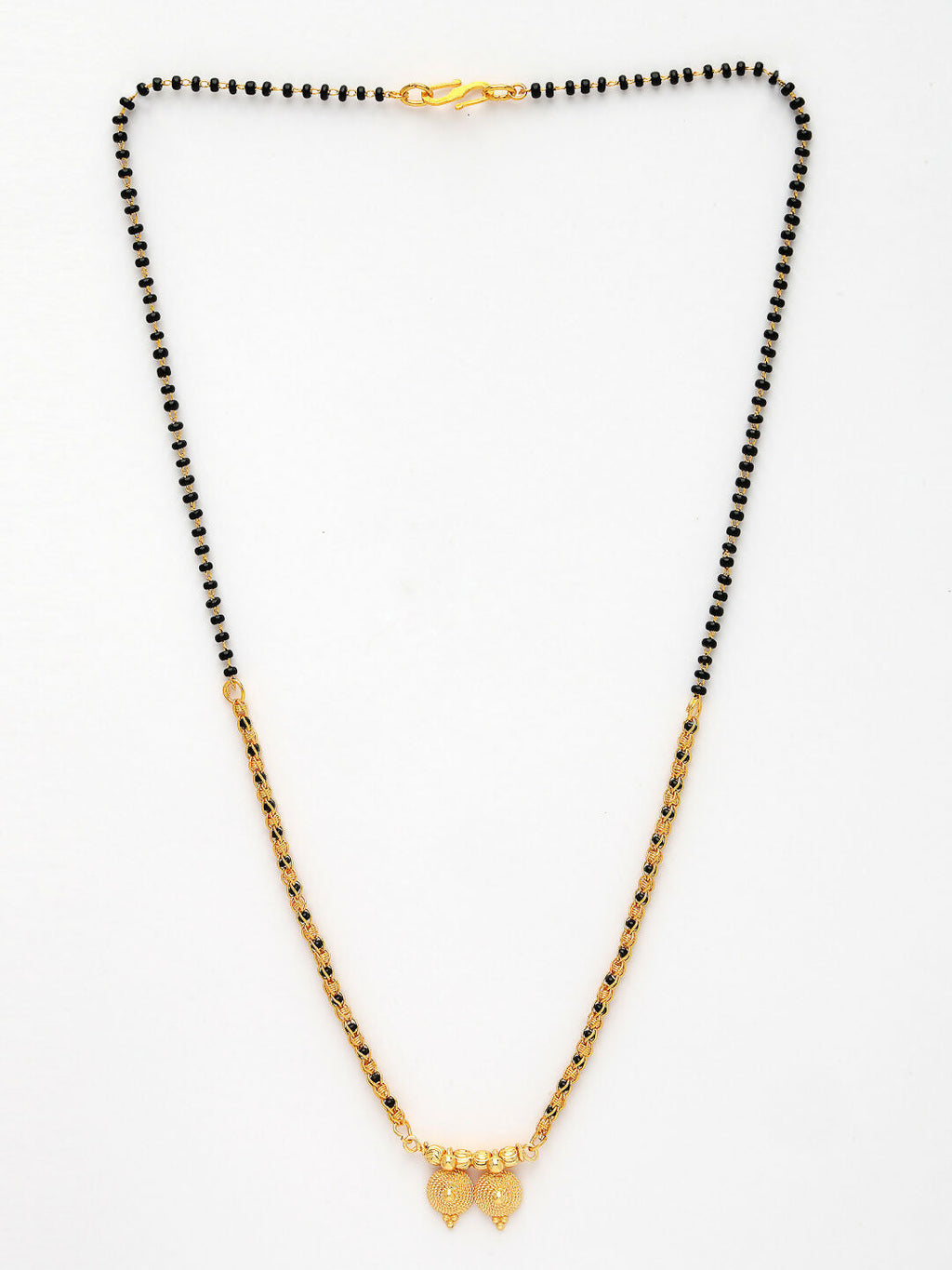 NVR Women's Set of 2 Gold-Polished Black Beaded Mangalsutra