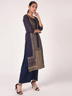 Cheera Hand Block Print Navy Color Straight Kurta | Grab2Buy