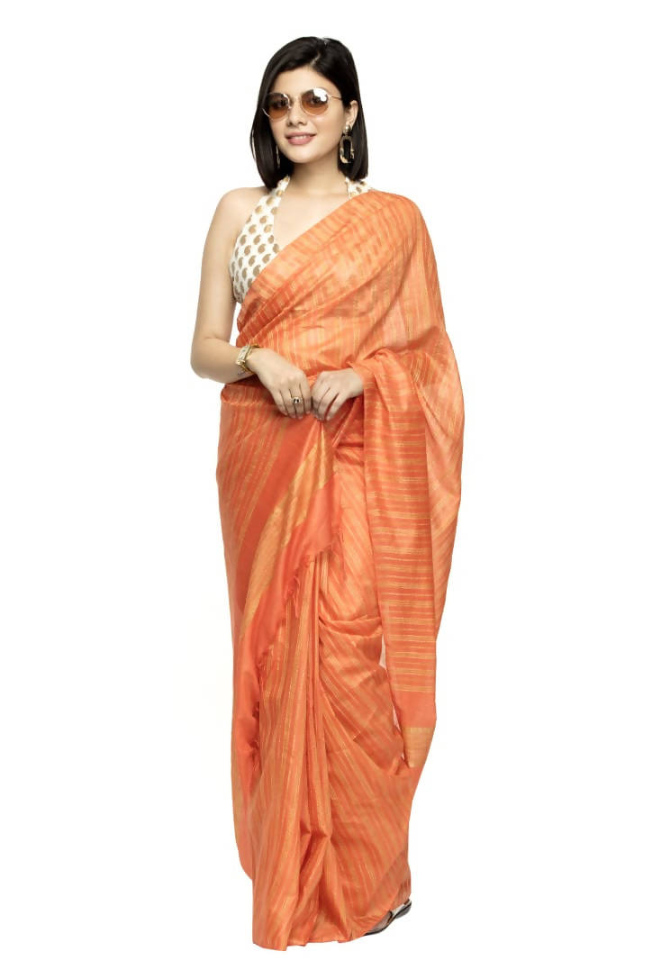 Mominos Fashion Orange Color Bhagalpuri Saree | Grab2Buy