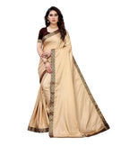 Vamika Cream Dola Silk Border Saree (Kirti Cream) | Grab2Buy