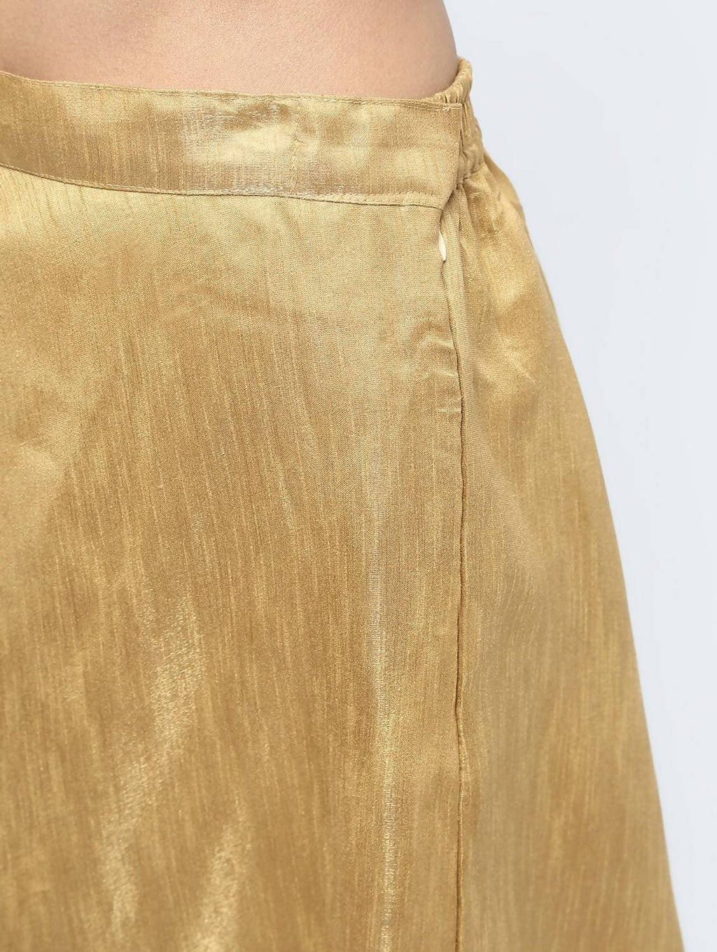 Cheera Golden Color Silk Blend Long Skirt | Grab2Buy