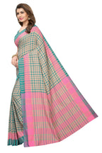 Vamika Cream Cotton Silk Weaving Saree (Terra Checks Rama) | Grab2Buy