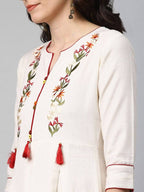 Yufta Women Off-White Yoke Design Kurta with Trouser | Grab2Buy