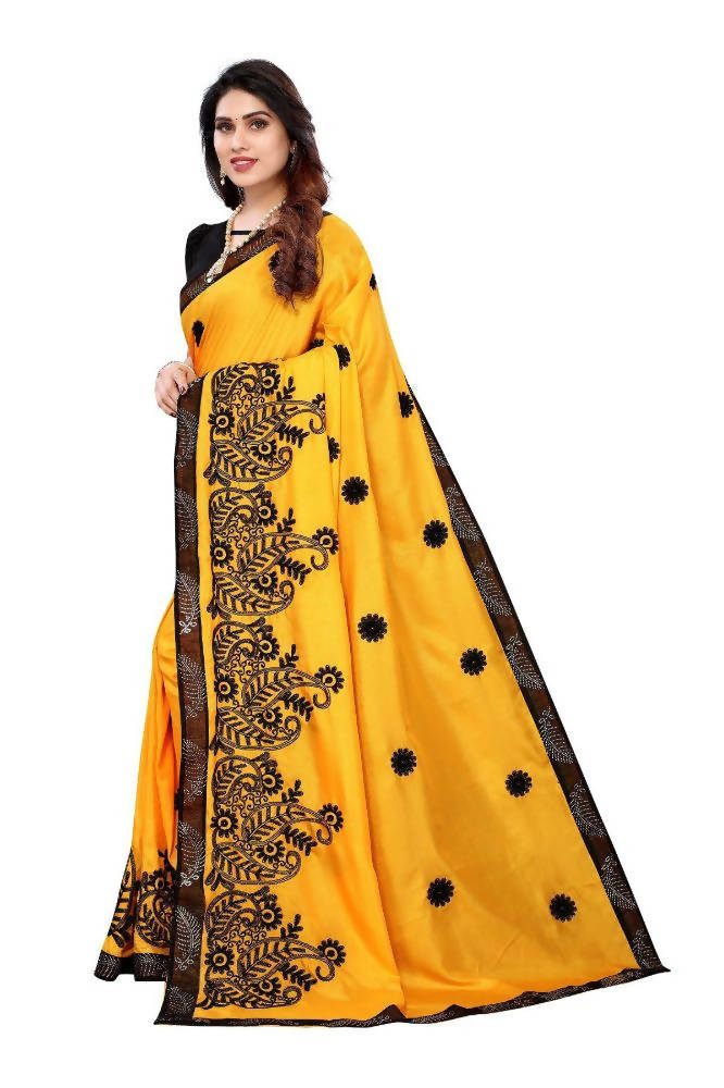 Vamika Yellow Dola Silk Embroidery Saree | Grab2Buy