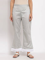 Myshka Beautiful Women's Grey Cotton Solid Casual Trouser | Grab2Buy